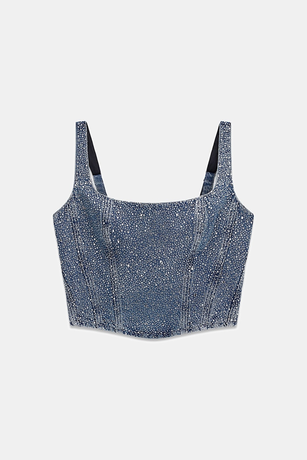 Straslı denim korsesi