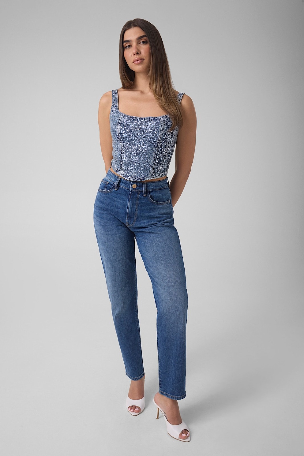 Straslı denim korsesi - 4
