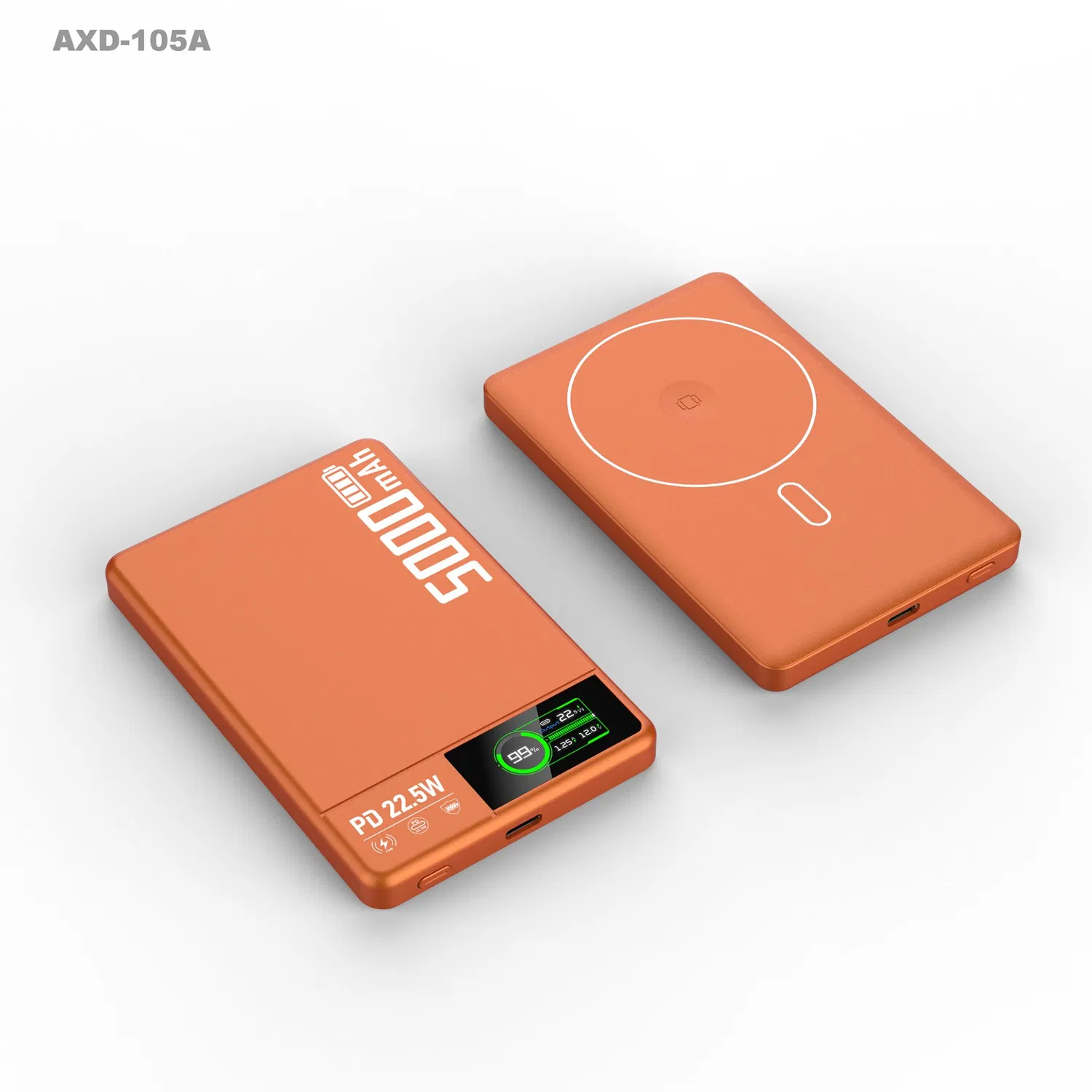 Manyetik Kablosuz Powerbank 5000 mAh – TFT Renkli Ekranlı, 20 W PD ve 15 W Kablosuz Hızlı Şarj - 4