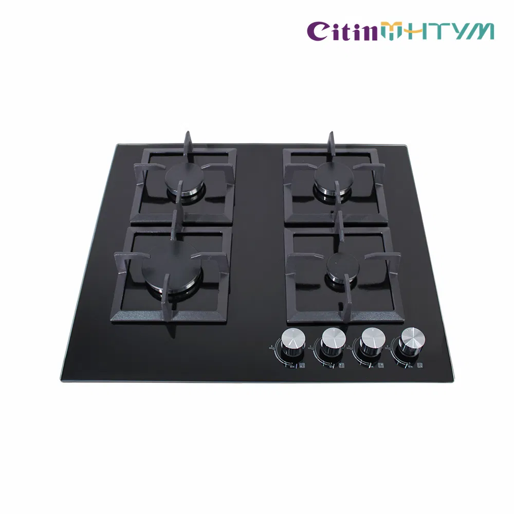 OEM Ankastre 6 mm Temperli Cam Yüzeyli Gazlı Ocak, Bağımsız Kare Izgaralı, 4 Gözlü Mutfak Pişirme Ocağı - 4