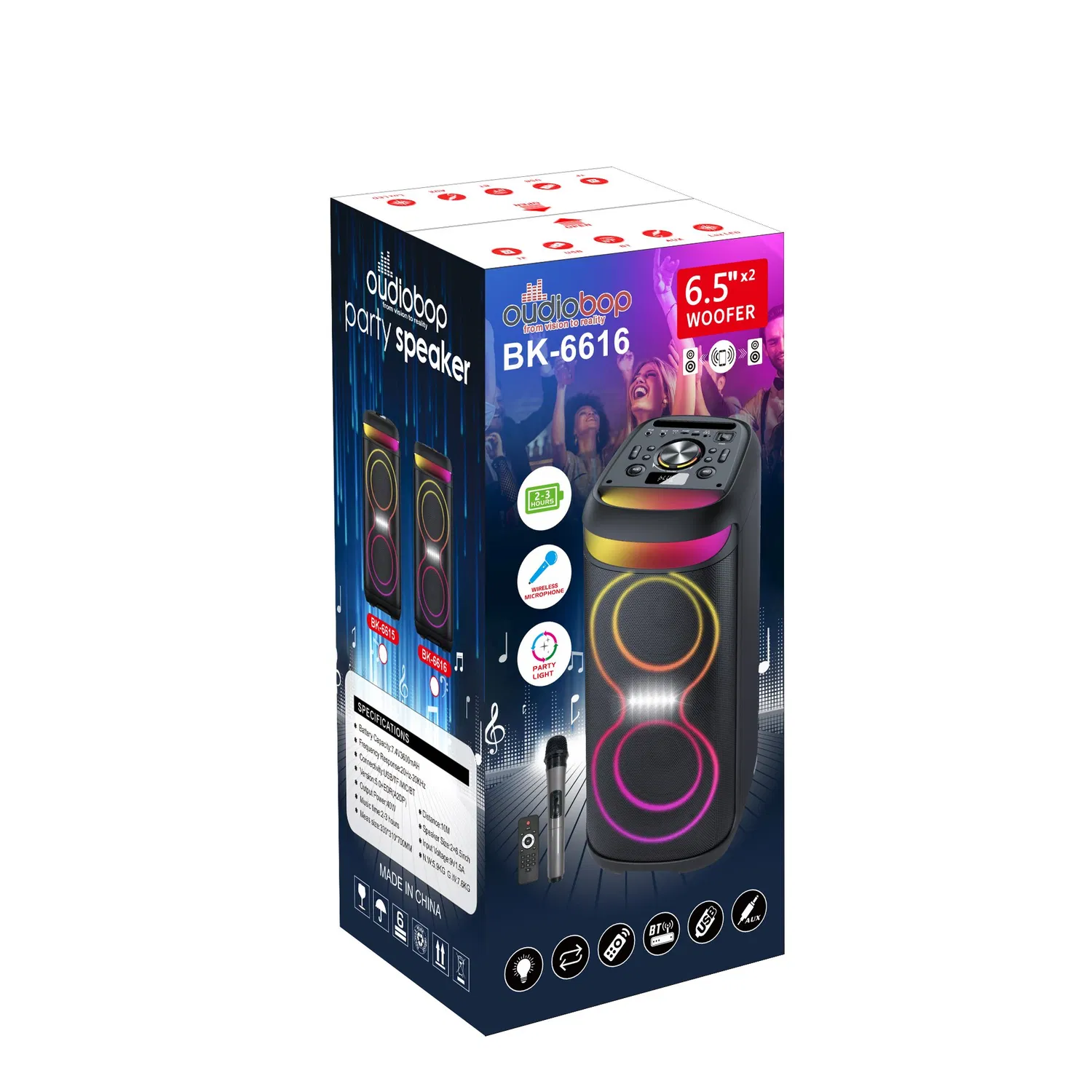 40 W Taşınabilir Bluetooth Karaoke Hoparlörü – Kablolu Mikrofon ve Uzaktan Kumanda Dahil, TWS, FM Radyolu - 4