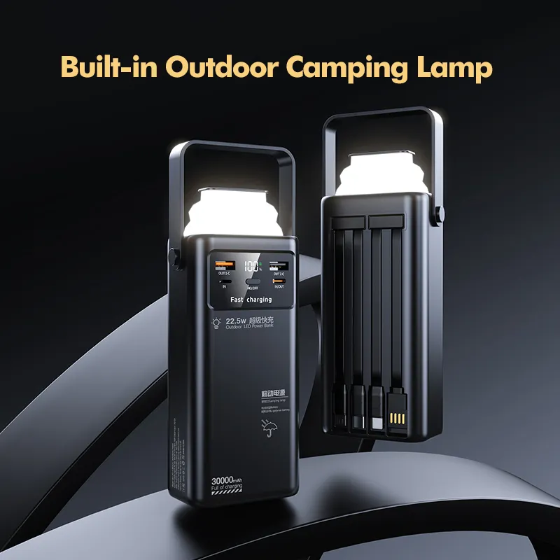 Kamp Lambalı Powerbank 30000 mAh – 22,5 W Hızlı Şarj, PD 20 W, Ekranlı - 6