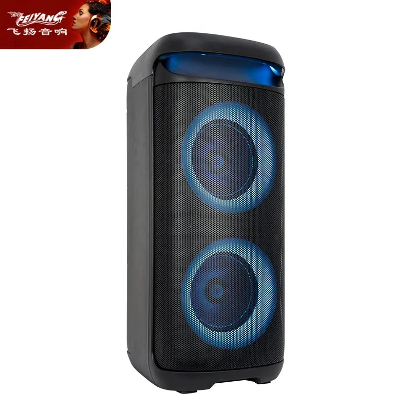 Çift 6,5 inç Woofer'lı Bluetooth Karaoke Hoparlörü – 7 Renk LED Işıklı, Tekerlekli ve Çekme Kollu