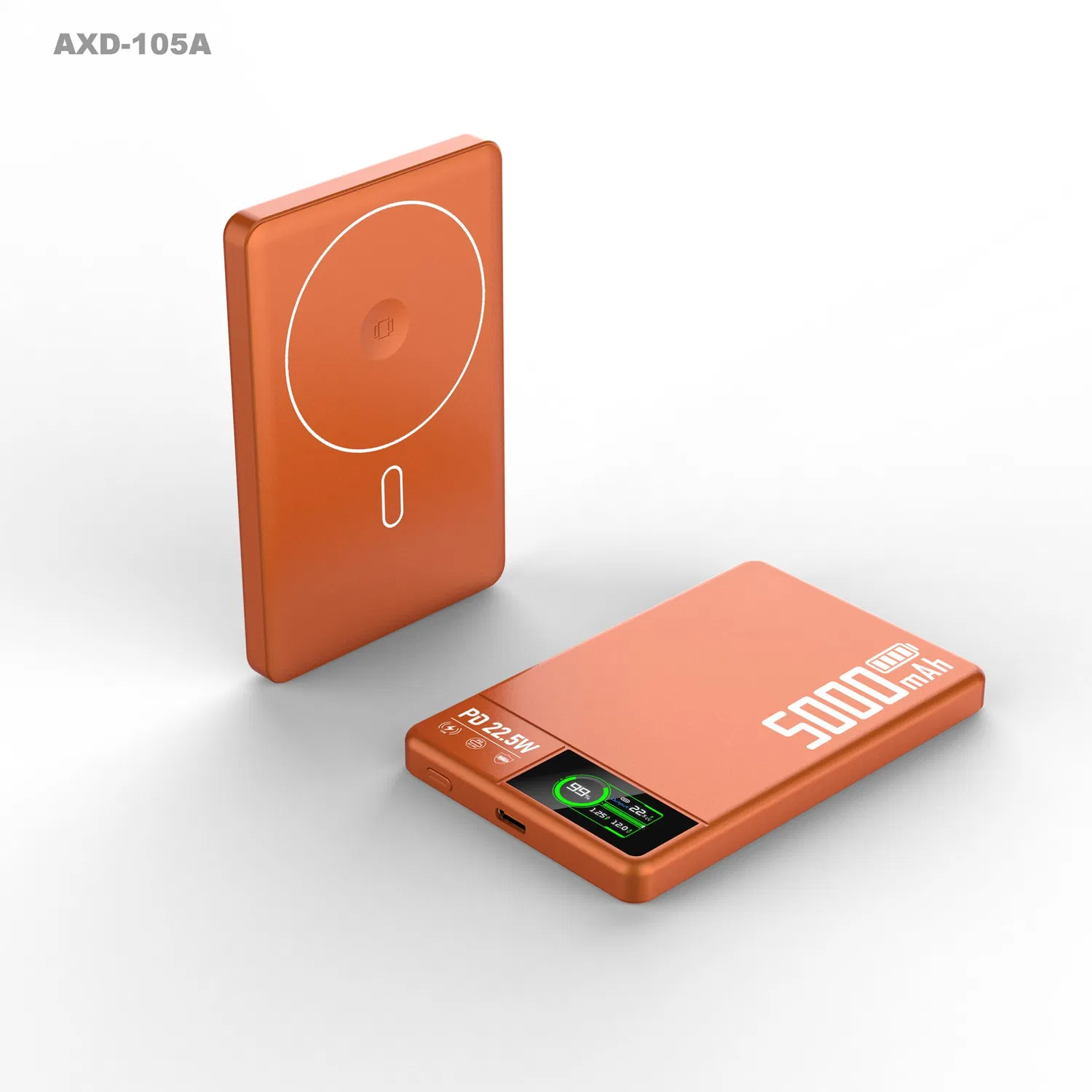 Manyetik Kablosuz Powerbank 5000 mAh – TFT Renkli Ekranlı, 20 W PD ve 15 W Kablosuz Hızlı Şarj - 5