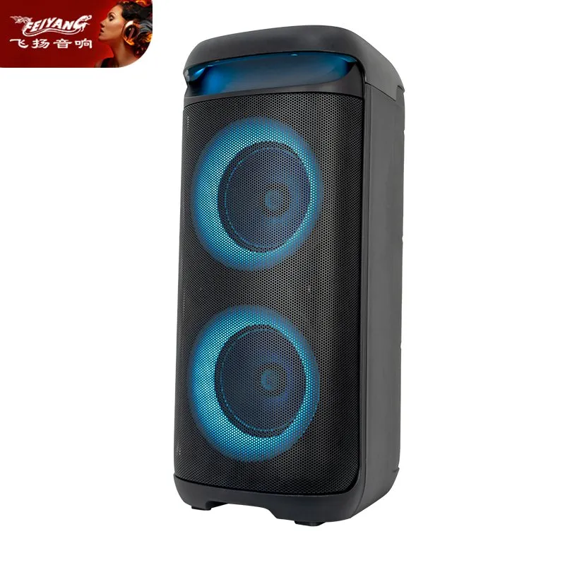 Çift 6,5 inç Woofer'lı Bluetooth Karaoke Hoparlörü – 7 Renk LED Işıklı, Tekerlekli ve Çekme Kollu - 4