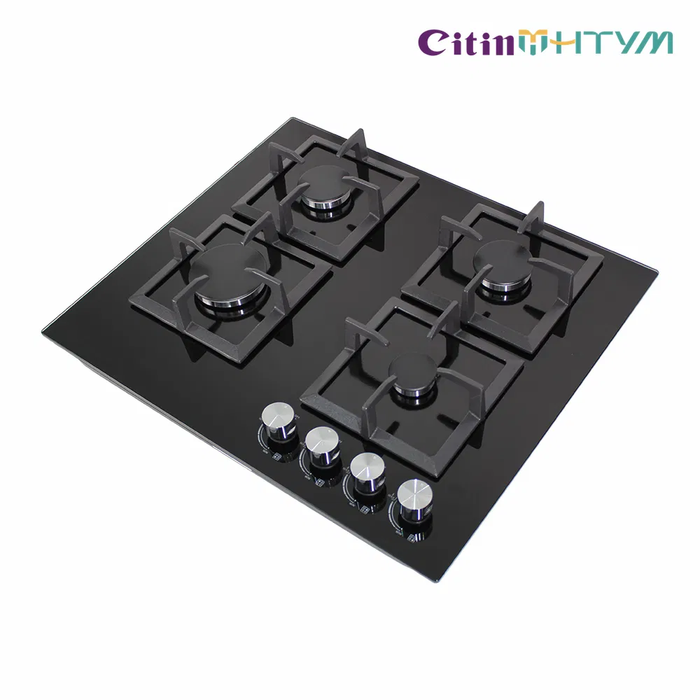 OEM Ankastre 6 mm Temperli Cam Yüzeyli Gazlı Ocak, Bağımsız Kare Izgaralı, 4 Gözlü Mutfak Pişirme Ocağı - 6