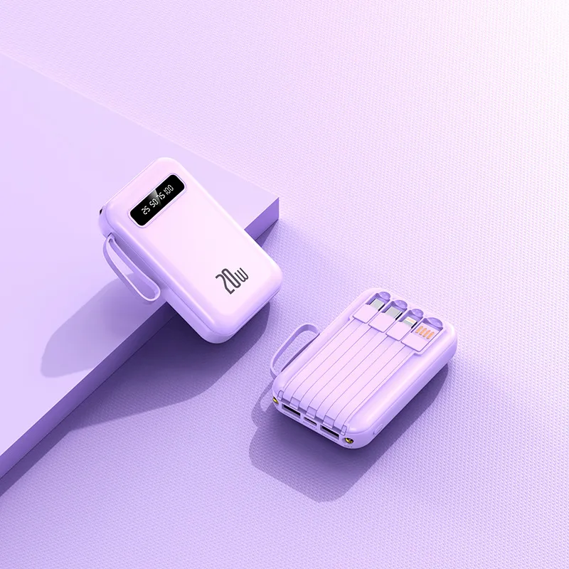 Mini Powerbank 5000 mAh – Dahili Şarj Kablolu, Cep Boyu Kompakt Tasarım - 5