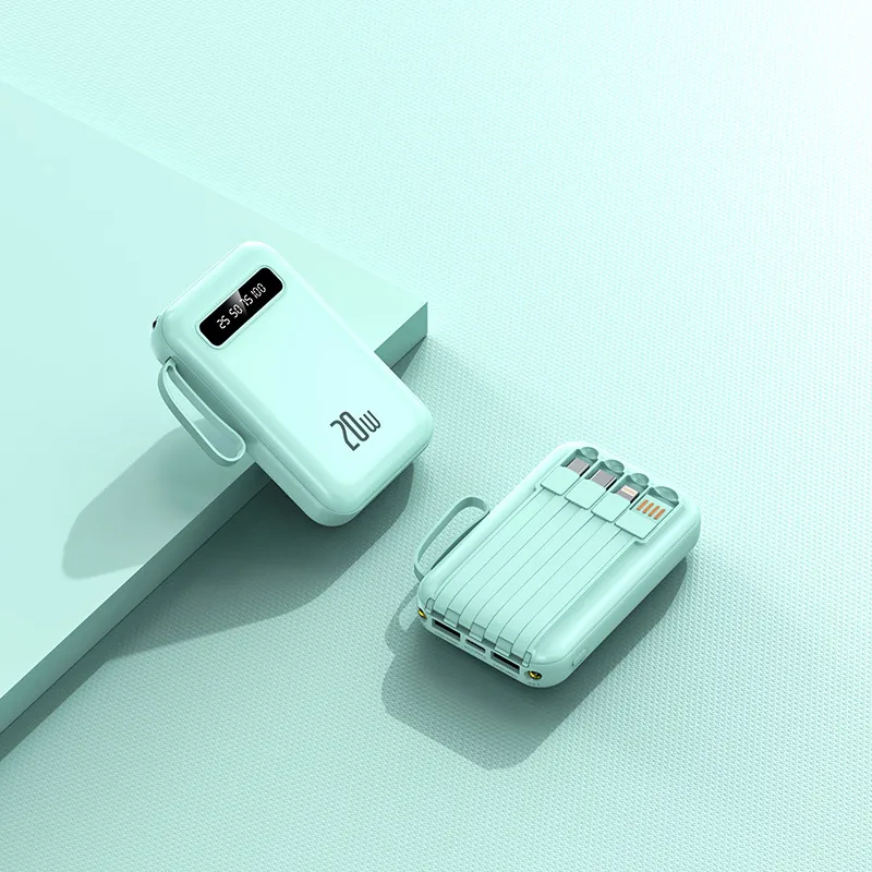Mini Powerbank 5000 mAh – Dahili Şarj Kablolu, Cep Boyu Kompakt Tasarım - 4